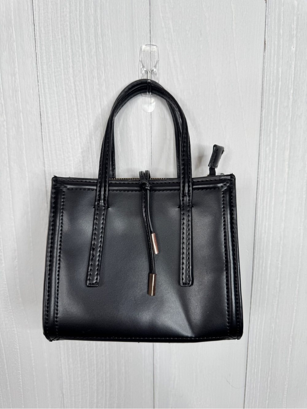 Zara Black Structured Mini Tote Bag Vegan Leather Crossbody